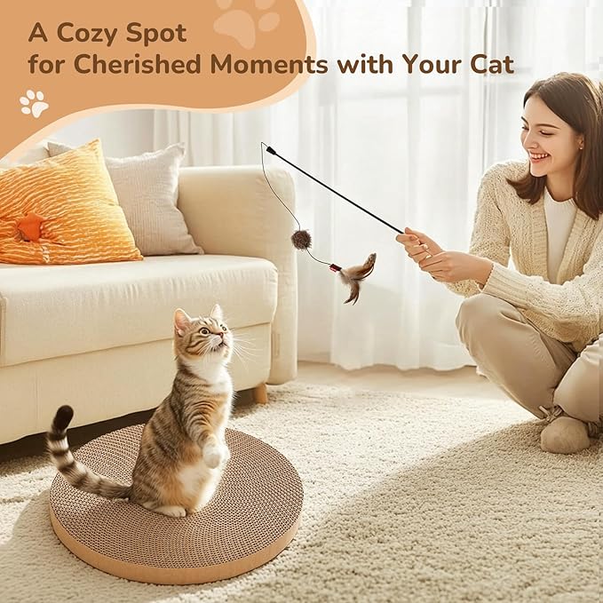 6pcs Cat Scratch Pad, Cat Scratcher Cardboard & Cat Scratching Pads - Round Cat Scratcher Refill, 10 Inch Diameter 7/8 Inch Thick cat scratchers for Indoor Cats