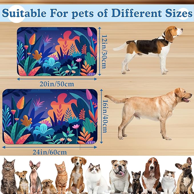 Boho Starry Forest Dog Food Mat–Christmas Stocking Absorbent Quick Dry Feeding Placemat for Food and Water Bowls, Non Slip Rubber Backing, Waterproof Pet Supplies for Mess-Free Eating 12"x20"