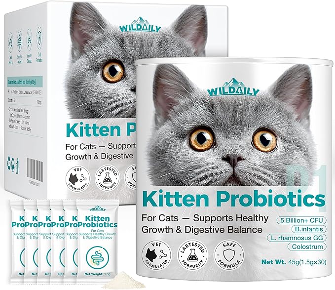Cat Probiotics Gut – Constipation Relief – Supports Immunity, Regularity, & Healthy Digestion, 30-Day Supply (Kitten Formula)