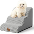 Dog Stairs for Small Dogs 15.7" H, Curved Dog Step for Puppy, Older Cat, Medium Pet Ramp for Sofa, Couch or Chair, Ladder with High Density Foam, 3 Step, 15.7x22.4x15.7 inch, White Black