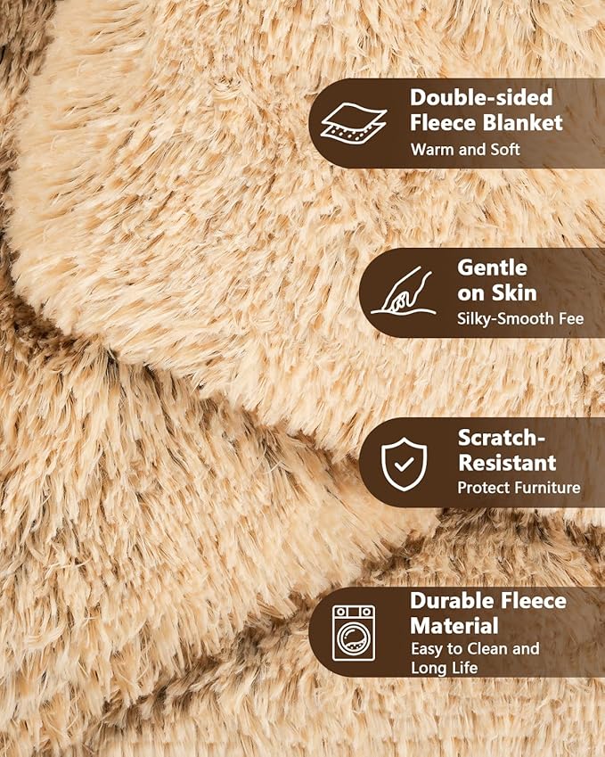 PJYuCien Large Dog Blankets, Soft Plush Throw Blanket for Large Dogs, Reversible Fleece/Sherpa Pet Throw, Washable Furniture Cover for Sofa/Bed, 80" x 60", Brown, Indoor