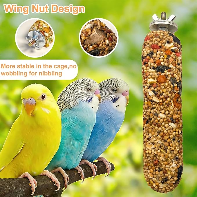 6PCS Parakeet Treat,Natural Parrots Treat Sticks,Vegetable & Grain Flavor Crunch Sticks,Bird Treats for Cockatiel Budgies Lovebirds Conure Canary Finches