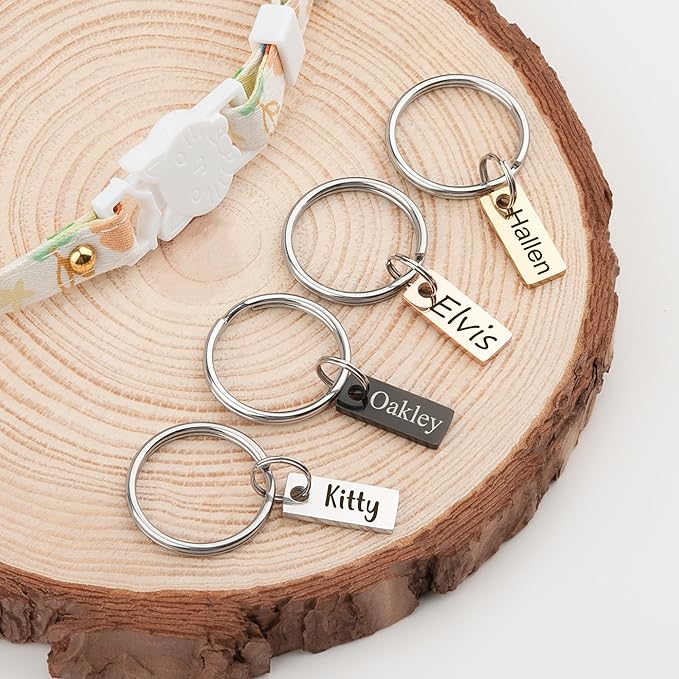 Anavia Small Size Dog Cat ID Tags, Small/XS Personalized Color Plated Stainless Steel Puppy Kitten Name Tags, Customized Engraved Nameplate Pet Collar Tag (Blue, XS-Rectangle)