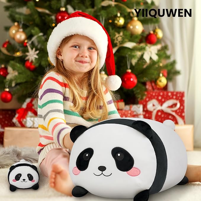Panda Plush, Stuffed Animal Set with 4 Baby Pandas, Soft Stuffed Toy Pillow, Cute Birthday for Kids Boys Girls
