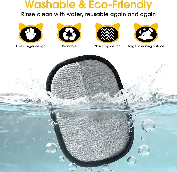 Pet Hair Removal Glove for Dogs & Cats;Upgraded Thickened with Static Technology Reusable for Carpets Clothes Sofas Bedding & More