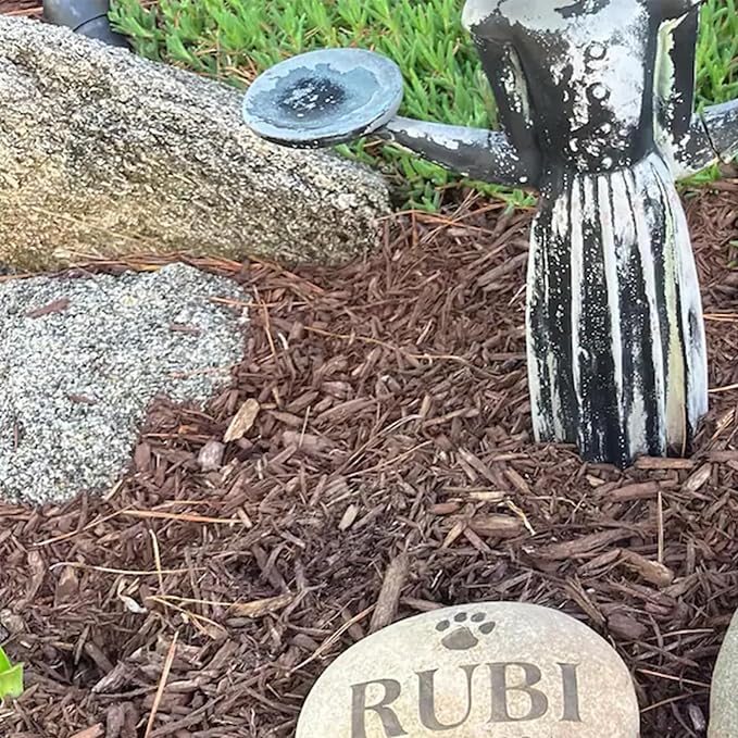 Personalized Pet Memorial Stone - Custom Engraved Natural River Rock with Name & Icon, Handcrafted Pet Loss Gift, Garden or Indoor Angel Pet Remembrance Stone (Style 1)