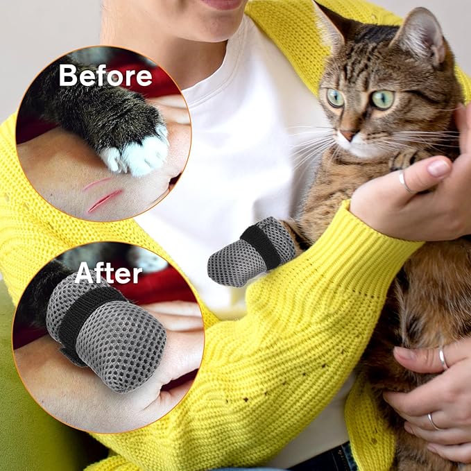 4 Pcs Adjustable Cat Claw Protectors Covers Cat Mittens to Prevent Scratching Mesh Breathable Cats Shoes Kitten Shoes Socks Booties Anti Scratch Kitten Foot Covers for Pet Bathing(Gray,XL)