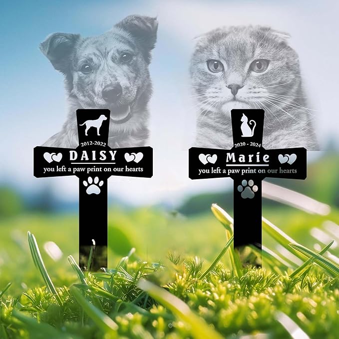 Personalized Pet Grave Markers Dog, Pet Headstones for Dogs for Lost Dog Sympathy Gift, Waterproof Dog Grave Markers Outdoor, Dog Tombstones for Graves Outdoor, Garden Dog Cross for Grave