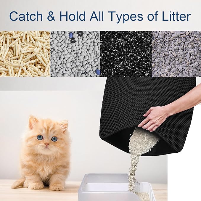 Cat Litter Mat Large Cat Litter Trapping Mat 30x24 inch Double Layer Urine and Water Proof Kitty Litter Box Mat XL