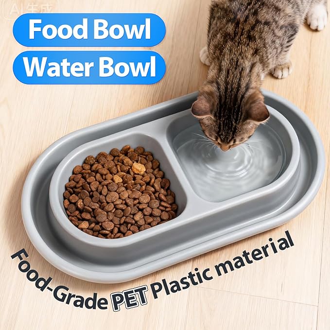 Ant Away Outdoor Cat Bowl, Double Pet Bowl with Water Moat, Spill-Proof Design, Food & Water Feeder for Outdoor Cats – Ants Away, Easy Clean, Lightweight Plastic(Large, 2 Packs)
