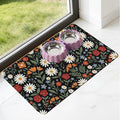 Dog Cat Food Mat - Absorbent Quick Dry Dog Bowl Mats for Food and Water, Anti Slip Cat Feeding Placemat for Floors, Diatomite Pet Dish Matts Accessories Supplies, Floral Style, 12 * 20in