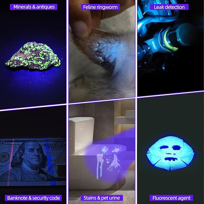 DARKBEAM UV Flashlight 365nm Black Light, 3 LED Ultraviolet Flashlights 20W Powerful Woods Lamps, USB-C Rechargeable UV Light - for Pet Urine Detection, Money, AC Sistem, Blood Tracking, Resin Curing