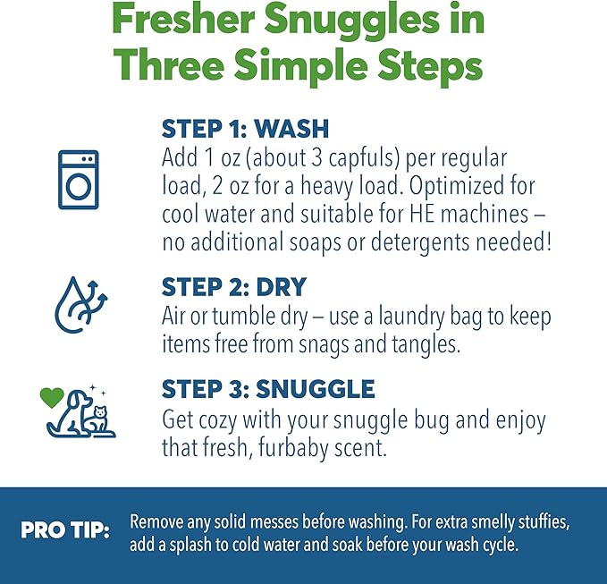 Dog and Cat Laundry Wash, 2-Pack 32 oz. Enzyme Formula Pet Laundry Detergent Removes Pet Odors, Cleans Stains from Cat or Dog Urine, Safe Laundry Odor Eliminator for Bedding, Collars, Toys