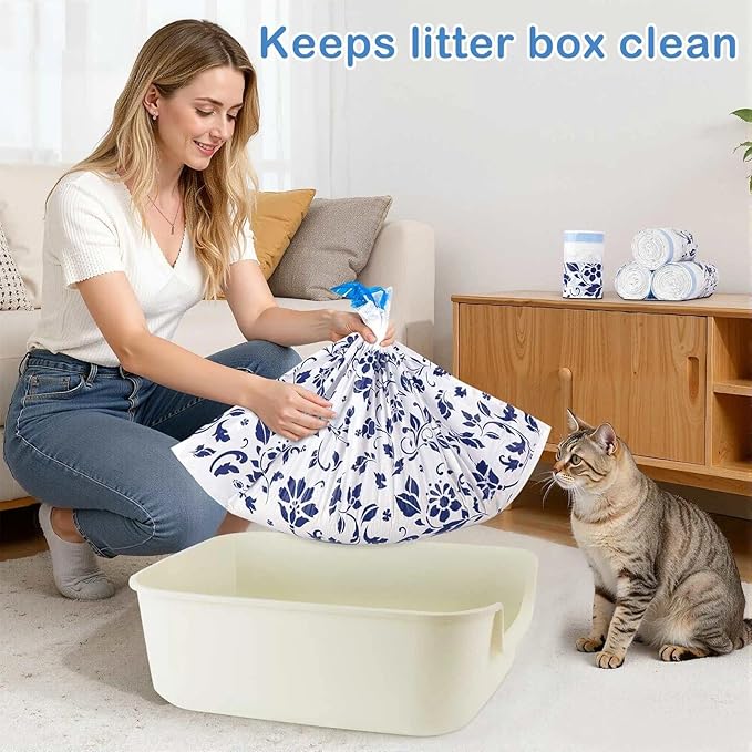 Unicorn Catcher 120 Pack Cat Litter Bags 36" x 19" Large Litter Box Liners Tear-Resistant with Drawstring for Easy Access Cat Litter Liners for Litter Boxes Under 36in Total Size