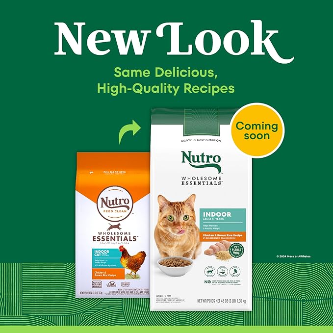 Nutro Wholesome Essentials Indoor Dry Cat Food, Chicken & Brown Rice Recipe, 3 lbs.