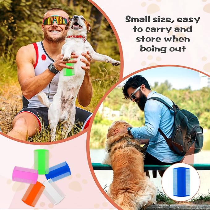 100 Pcs Flea and Tick Grooming Tool - Double Sided Comb for Small Pets, Kittens and Puppies (5 Colors)