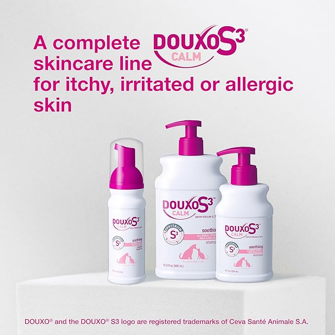 Douxo S3 Calm Shampoo, Contains 0.75% Ophytrium, Soothing, For Itchy, Irritated or Allergic Skin, For Dogs and Cats, 16.9 fl. oz. (500mL)