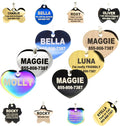 Engraved Dog Tags Personalized - Stainless Steel Engraved Dog Cat ID Tags Front & Back up to 8 Lines of Text Color Plating Gold, Rose Gold, Blue, Black, Nebula Heart Regular