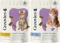 Groovies Cat Daily Dental Treats. Tasty, Crunchy Bites Cats Love. Powered by USA-Patented DentalFit Tech. No Gluten or Artificial Flavors or Colors. 1.76oz Each bag - (2 pack) of (1)Chicken & (1)Tuna