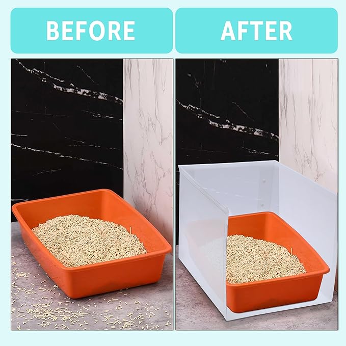 1Pc Large Cat Litter Box Enclosure, Pee Shields High Side Litter Box Enclosure, Cat Litter Box Splash Guard, Cat Box Enclosure with Shield