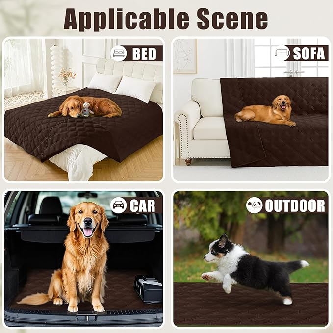 Smiry Waterproof Dog Bed Cover Blanket 40x80, Soft Reversible Pet Blanket, Washable Leakproof Cats Dogs Couch Cover for Sofa, Couch, Furniture, Chocolate/Chocolate