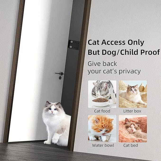 Neobay Steel Cat Door Latch, Door Prop for Cats Keep Dogs Out of Cat Feeding Station & Litter Box, Cat Door Stopper with Silicone Anti-Collision Pad, Alternative to Interior Pet Door,Steel Black