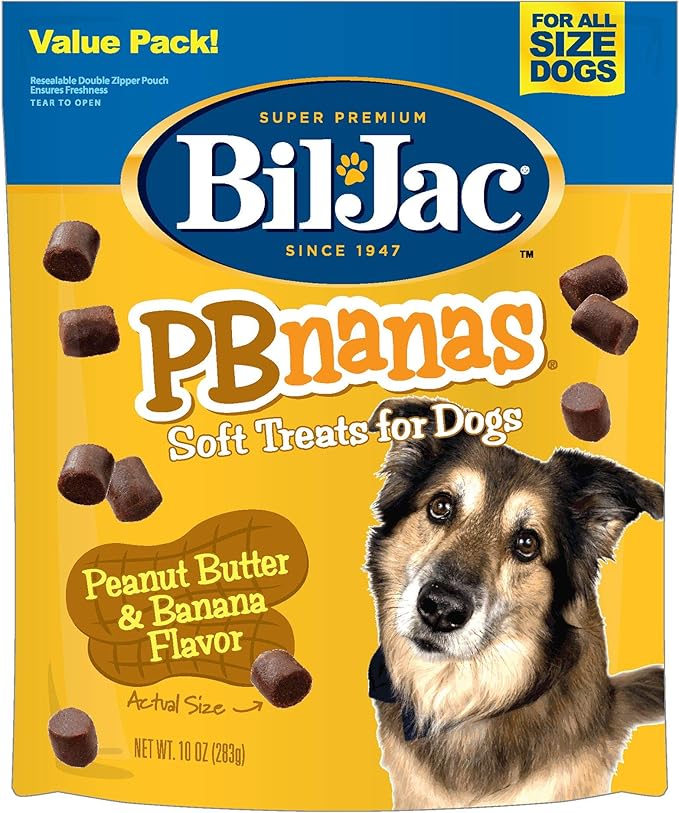 Bil-Jac PB-Nanas Soft Treats for Dogs, Peanut Butter Banana Flavor, Made with Real Chicken Liver, 10oz (2-Pack)