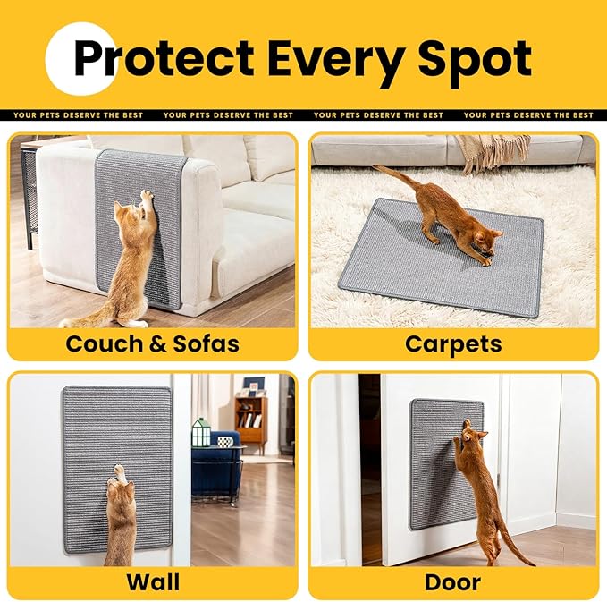 Conlun Cat Scratcher Mat,Natural Sisal Cat Scratch Pad,Horizontal Floor Cat Scratching Pads Rug for Indoor Cats Grinding Claws Nails,Cat Furniture Protector for Couch & Carpets & Sofas