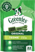 Greenies Veterinarian-Recommended Adult Natural Dental Dog Treats Teenie Size, Dog Dental Chews, Original Flavor, 6 oz. Pack, 22 Count