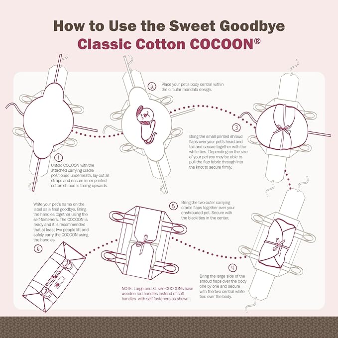 Cocoon® - Eco-Friendly Pet Burial & Cremation Ceremony Kit (Classic Cotton)- Casket for All Pets & Breeds - Dogs Cats Rabbits Birds & More (Choose Size & Color) (Medium, Black/Pink)