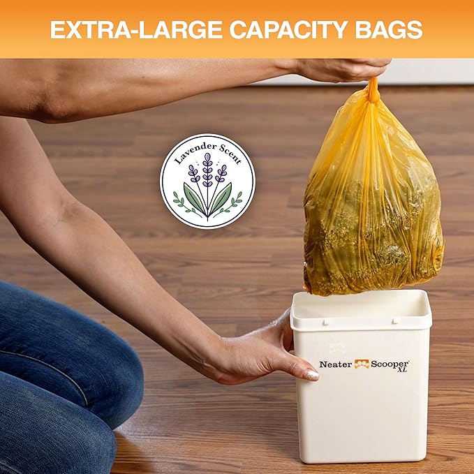 Neater Pets Neater Scooper XL Size Extra-Capacity Waste Bags, Refill Bags for Neater Scooper XL Cat Litter Scoop, Lavender Scent (3 Rolls, 45 Count)