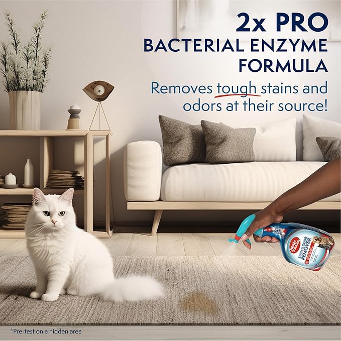 Simple Solution Stain & Odor Eliminator for Pets, Carpet Deodorizer, Enzyme Pet Odor Eliminator for Home, Stain Remover for Cat & Dog Pee, Urine Destroyer, Carpet Cleaner Spray, 32 oz