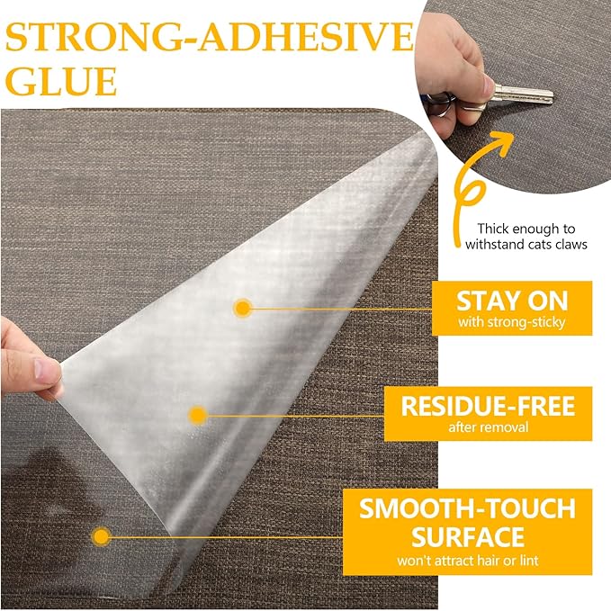 Anti Cat Scratch Furniture Protector, Extra Large Size 157x17.5 Inch Transparent PVC Couch Protector from Cat Claws, Heavy Duty, Easy to Apply Protect Sofa Corners, Doors, Walls