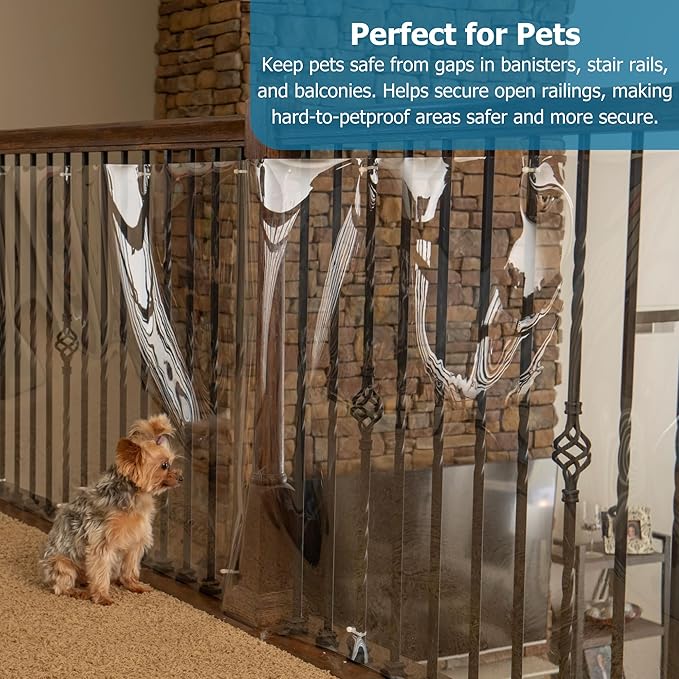 Cardinal Gates KS5 Banister Shield Protector - Clear Indoor Banister Guard for Babies - Shatterproof Plastic Banister Guard for Pets - Made in The USA - 5 Foot Roll
