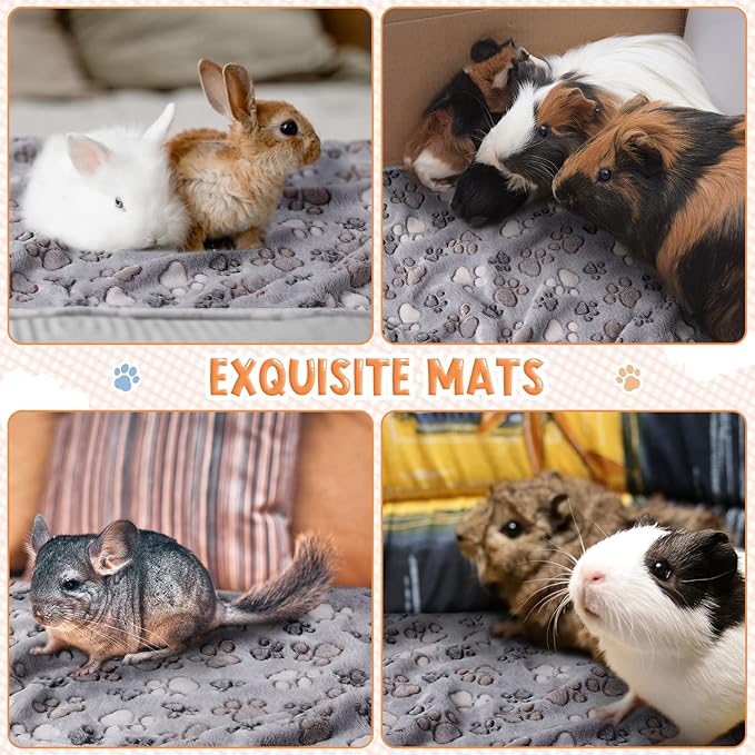 Tatuo 4 Pcs Dog Blanket for Pet Puppy Teething Toys Paw Print Fleece Blanket for Pet Cat Soft Warm Sleep Mat Guinea Pig Cage Mat(Medium(30 x 20.5 Inch),Gray)