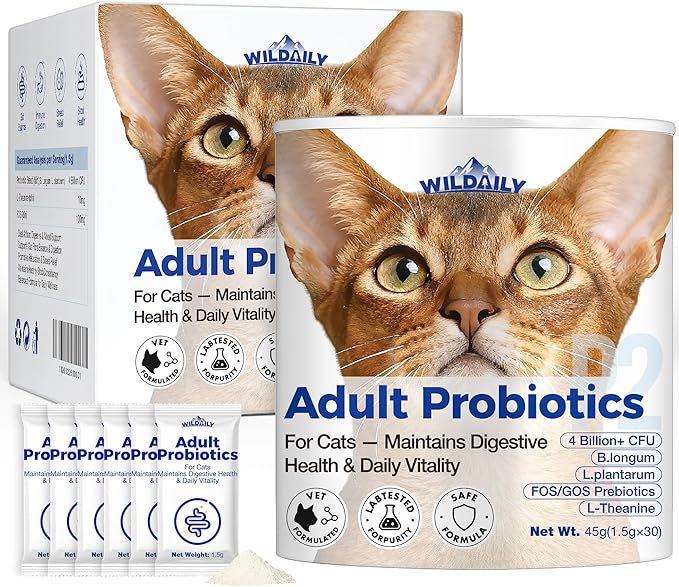 Cat Probiotics Gut – Constipation Relief – Supports Immunity, Regularity, & Healthy Digestion, 30-Day Supply (Adult Formula)