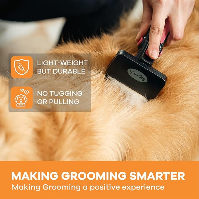 Deshedding Dog Brush for Long Hair (Small,Pink) – Gentle Deshedding tool for Dogs & Cats – Reduces shedding, without damaging topcoat. Removes Loose Fur & Dead Undercoat.