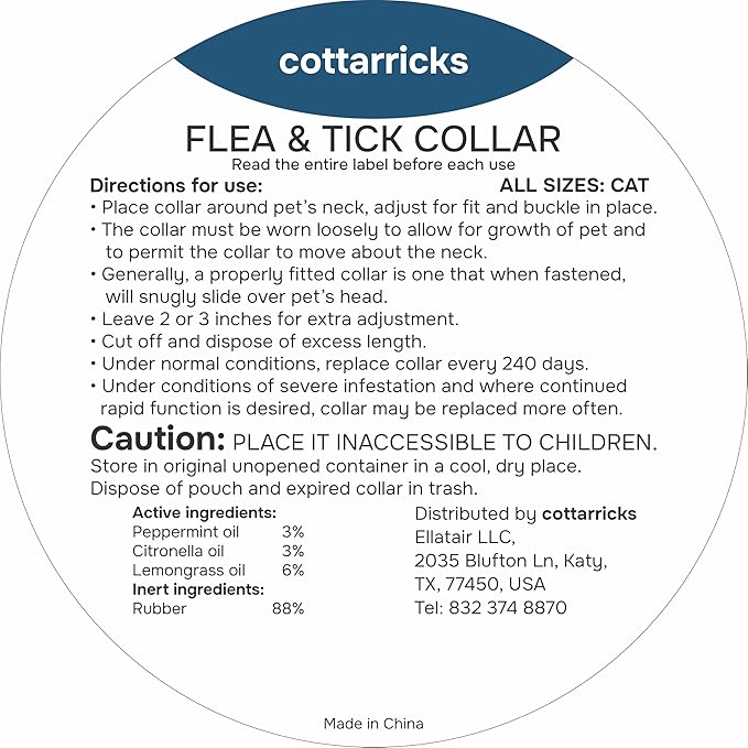 Flea and Tick Prevention for Cats - Collar - 2 Count - Adjustable