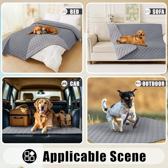 Smiry Waterproof Dog Bed Cover Blanket, Soft Reversible Pet Blanket, Washable Leakproof Cats Dogs Couch Cover for Sofa, Couch, Furniture (30x53 Inch, Grey/Light Grey)