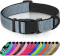 Joytale Reflective Dog Collar, Soft Neoprene Padded, Metal D-Ring, Nylon Pet Collar Adjustable for Puppy and Small Dogs, Gray, XS