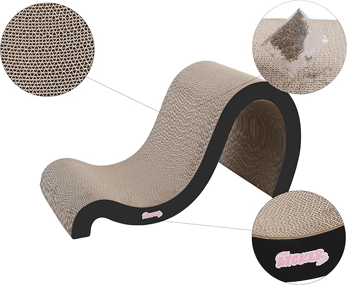 CSR1013A Kona 27" Modern Cardboard Double-Sided Wave Cat Scratcher with Catnip, Ink