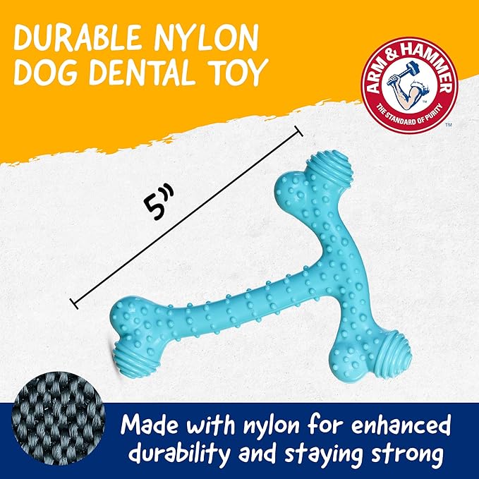 Arm & Hammer Nubbies T-Bone Dental Dog Chew Toy with Peanut Butter Flavor, Textured Chew Toy Designed to Help Clean Teeth and Support Oral Care for Dogs Up to 35 lbs - 2 Pack
