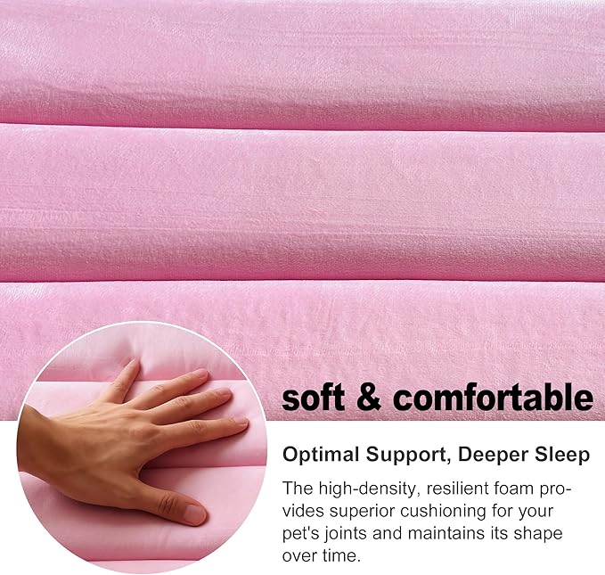 Dog Crate Pad, Ultra Soft & Anti-Slip Kennel Mat, Secure Fit for Metal Crates & Dog Cages, Washable Cozy Bed for Small Medium Large Dogs (Pink, S(23"*14"*1.5"))