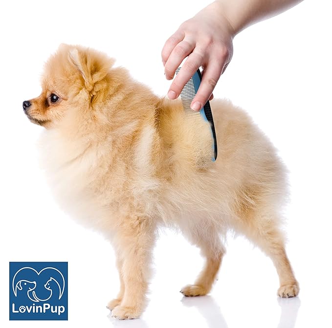 Dog Comb, Grooming Set for Dogs, 2 Sizes Pet Grooming Comb with Stainless Steel Teeth, Comfort Grip Handle, Dog Grooming Supplies, Large Pet Comb and Small Pet Comb