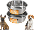 Neater Pet Brands Stainless Steel Dog Bowls with Non-Slip Rubber Bottom – Set of 2, 4 Cup (32 oz), Tan - Heavy Duty Metal Dog Bowl, Dishwasher Safe, Food or Water Bowl, Ideal for Medium Dogs