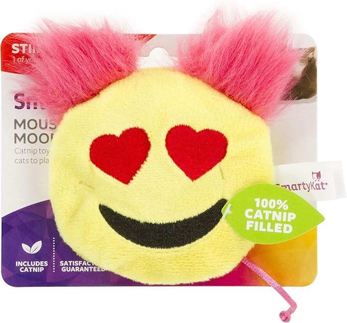 SmartyKat (6 Count) Mouse Moods Emoji Bundle Pack Plush Catnip Toys - Yellow/Brown, 6 Count