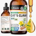 BIO KRAUTER® Сats Сlaw - Liquid Drops Pure Vegan Cats Claw Herb Supplement 625 mg per Serving 4 Fl.Oz 56-Day Supply - Used for Digestive & Immune Support, Natural Antioxidant - Alcohol & Sugar Free