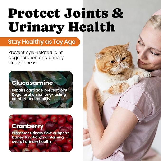 Cat Vitamin Treats with L-Lysine & Taurine – 12 Essential Vitamins & 5 Minerals, Cat Multivitamin Supplement for Immune, Joint & Skin Support, Daily Health Formula for Indoor & Senior Cats – 450 Chews