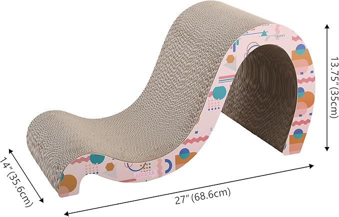 CSR1013D Kona 27" Modern Cardboard Double-Sided Wave Cat Scratcher with Catnip, Pattern Party