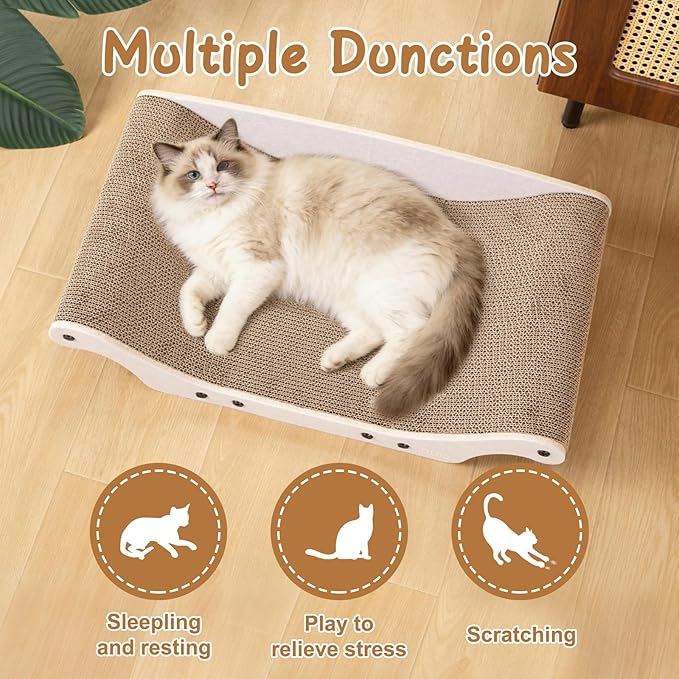 Cat Scratcher Bed Cardboard Cat Scratch Couch Board 25 inches Large Cat Scratching Sofa Lounge & Scratch Pad for Indoor Cats, Furniture Protector